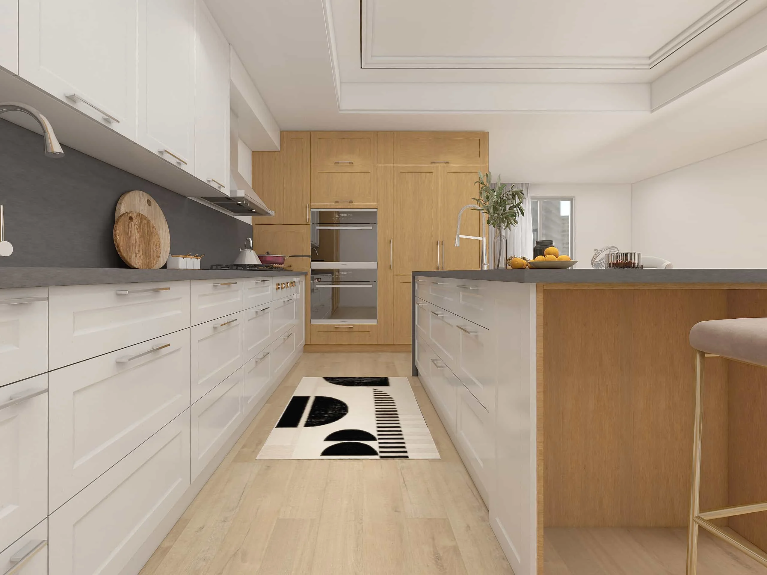 Wood Farmhouse Two-tone L Shaped Kitchen Cabinets 3 Wood Farmhouse Two-tone L Shaped Kitchen Cabinets