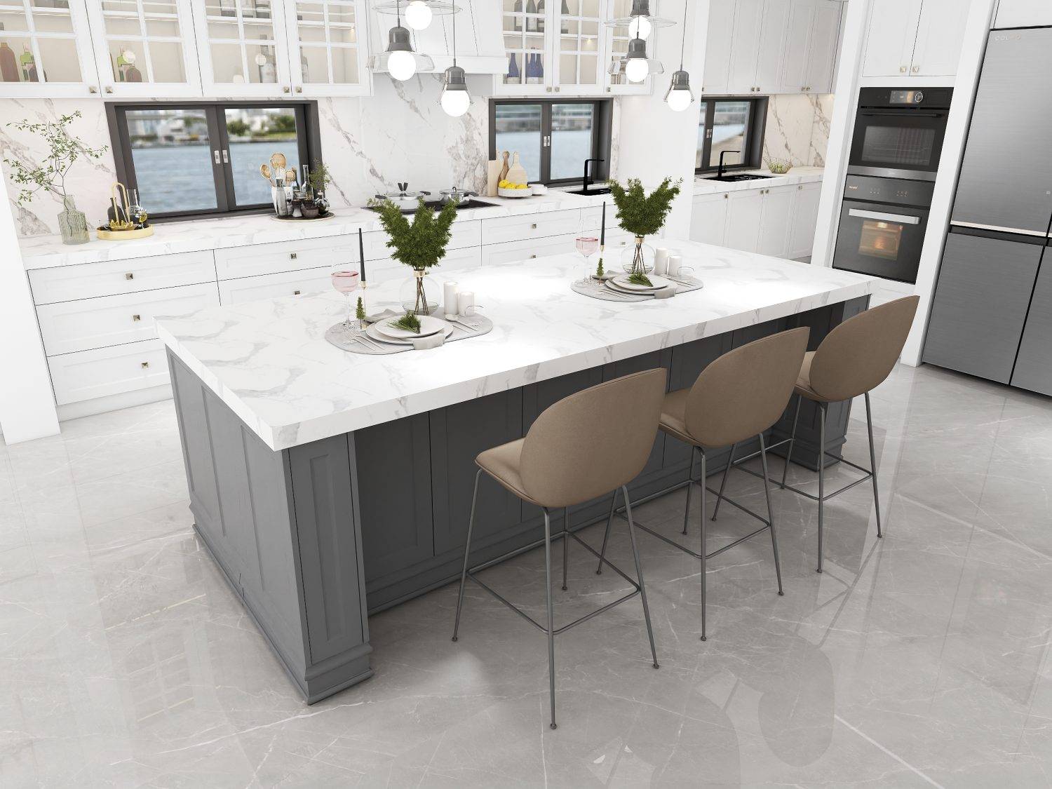Farmhouse Kitchen White Shaker Cabinets