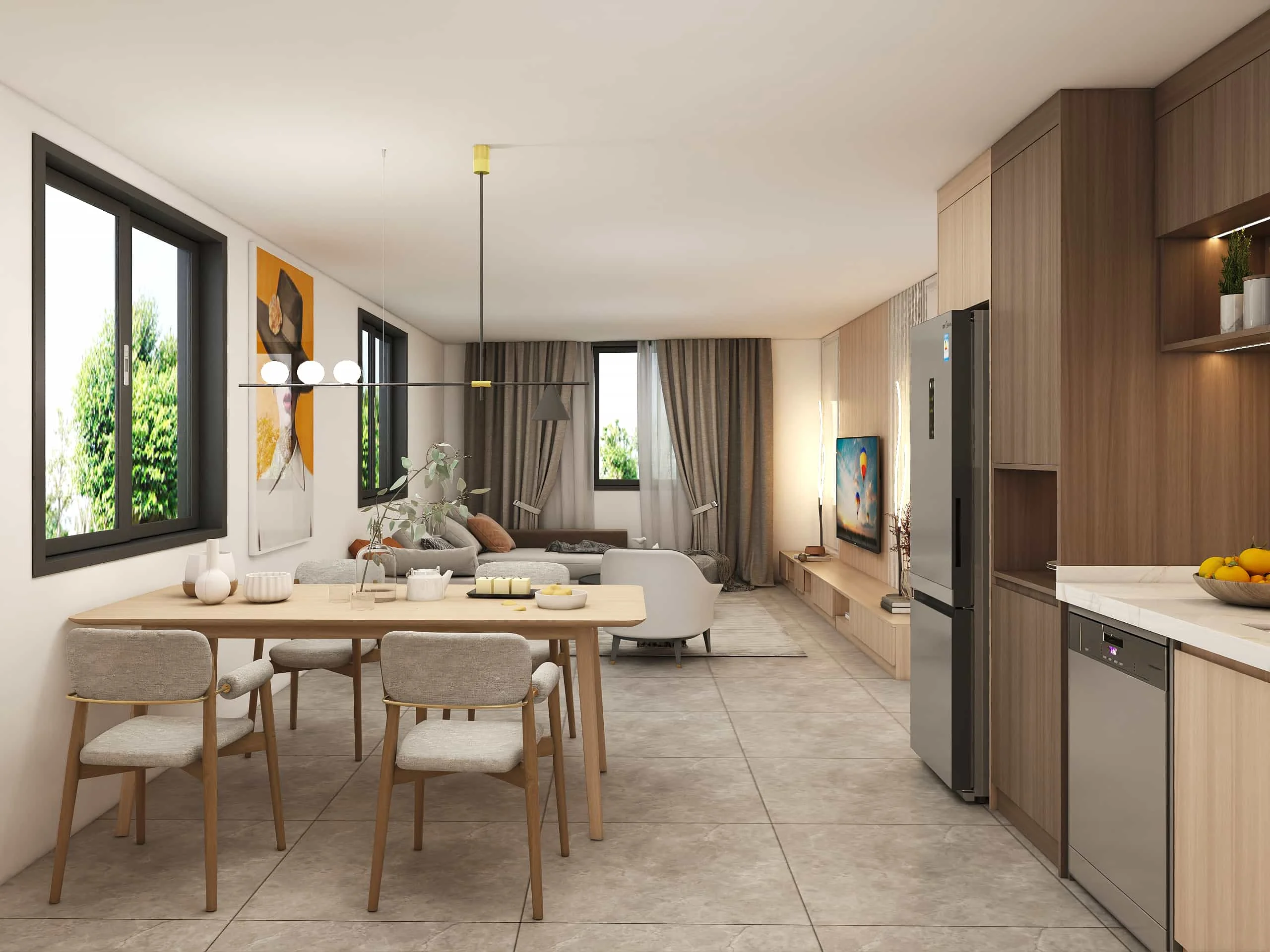 Minimalism Wood Modern L-Shaped Kitchen Cabinets