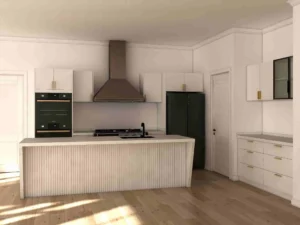 Minimalist Elegance Exploring a Chic White Kitchen with Wooden Accents