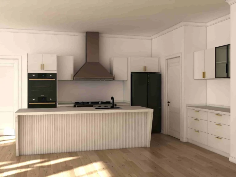 Minimalist Elegance Exploring a Chic White Kitchen with Wooden Accents