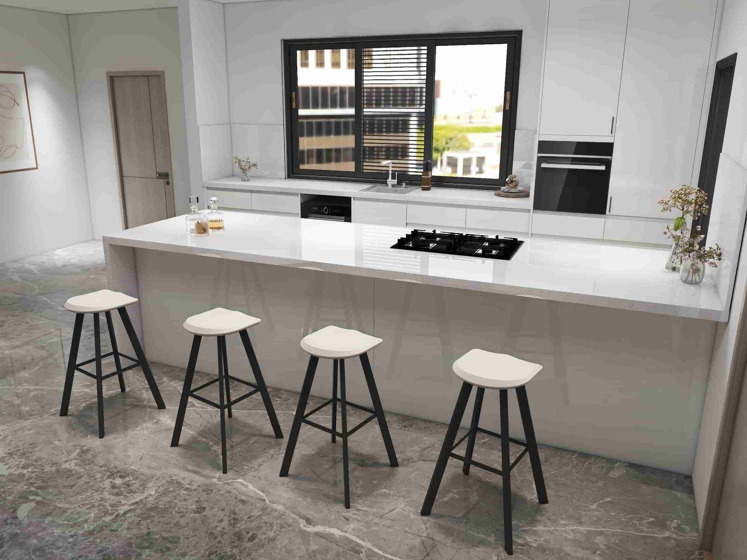 Minimalist Elegance Modern Grey Kitchen Cabinets in a Chic Gallery Layout