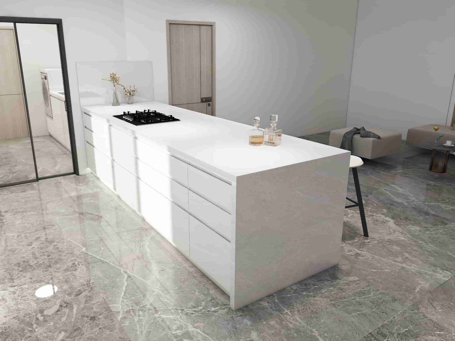 Minimalist Elegance Modern Grey Kitchen Cabinets in a Chic Gallery Layout