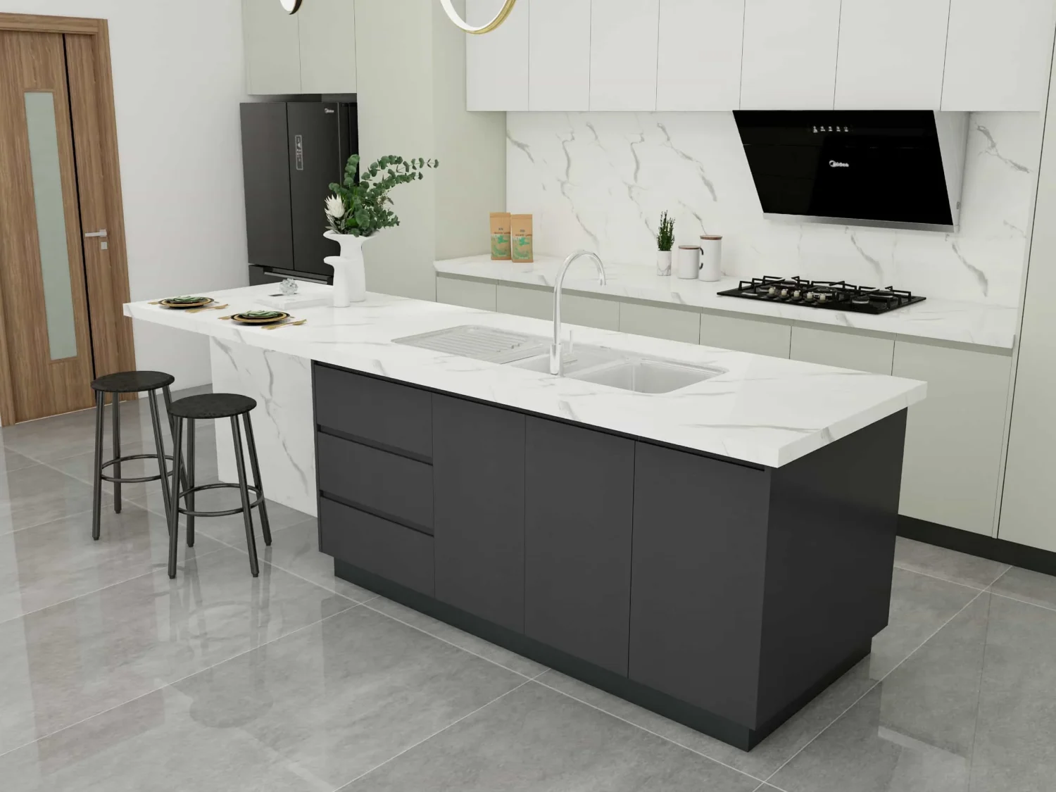 Modern Gallery Cream Kitchen Cabinets