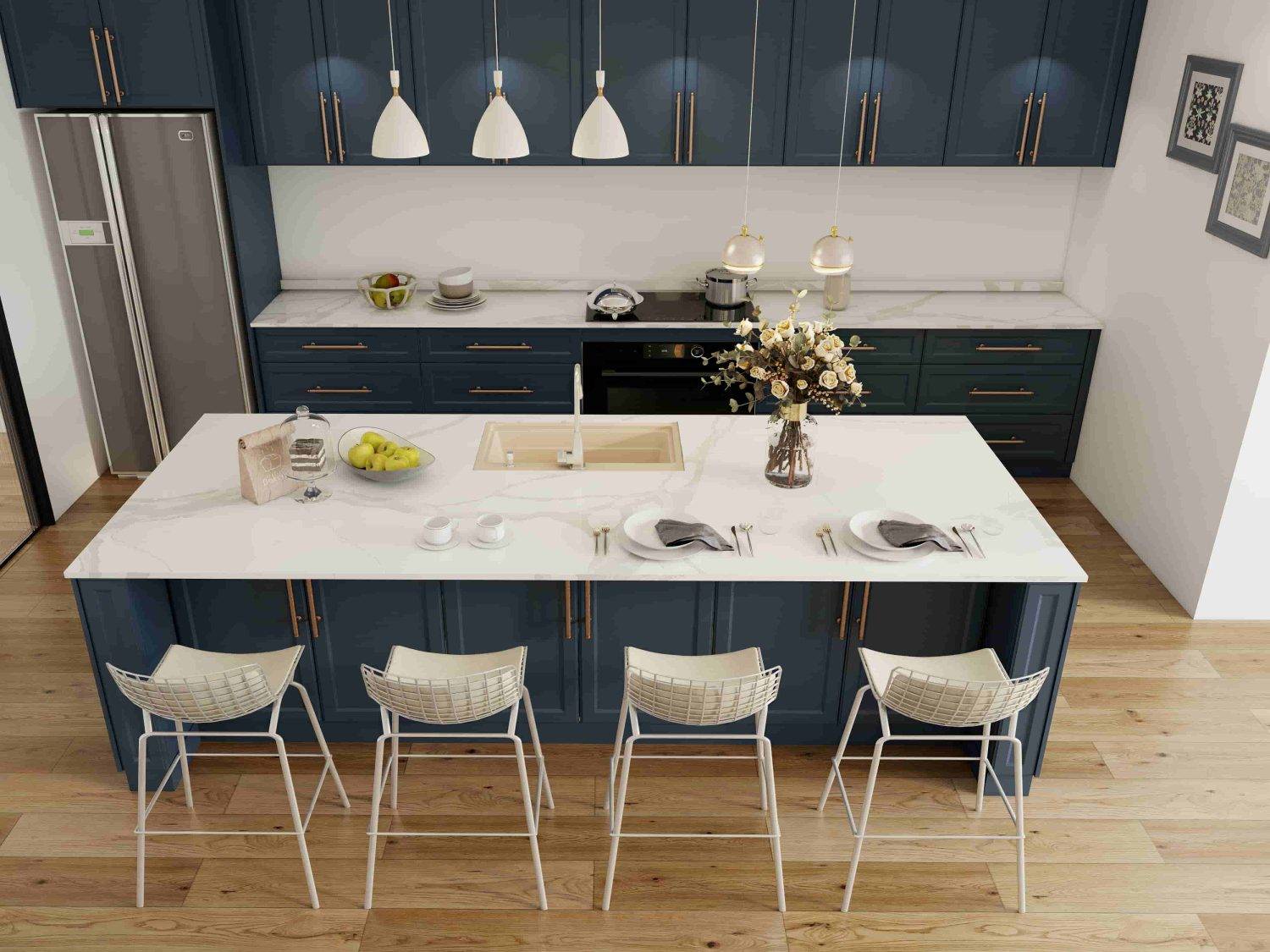 Modern Gallery Navy Blue Kitchen Cabinets