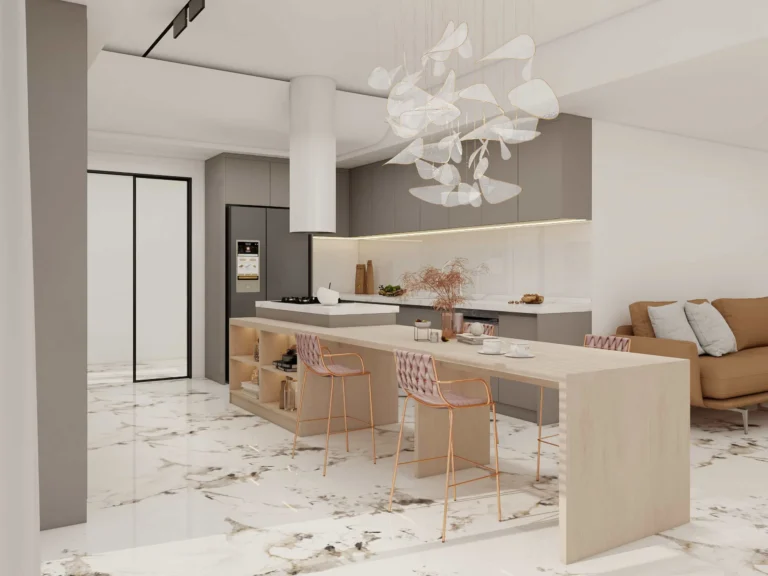 Modern Gray U-Shaped Kitchen Island Cabinets