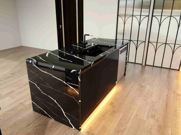 Modern Marble Black Stained Kitchen Cabinets
