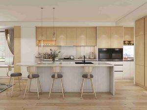 Modern Two Tone Light Wood Kitchen Cabinets