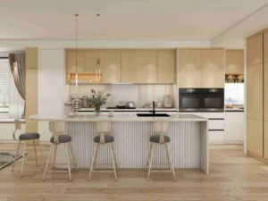 Modern Two Tone Light Wood Kitchen Cabinets