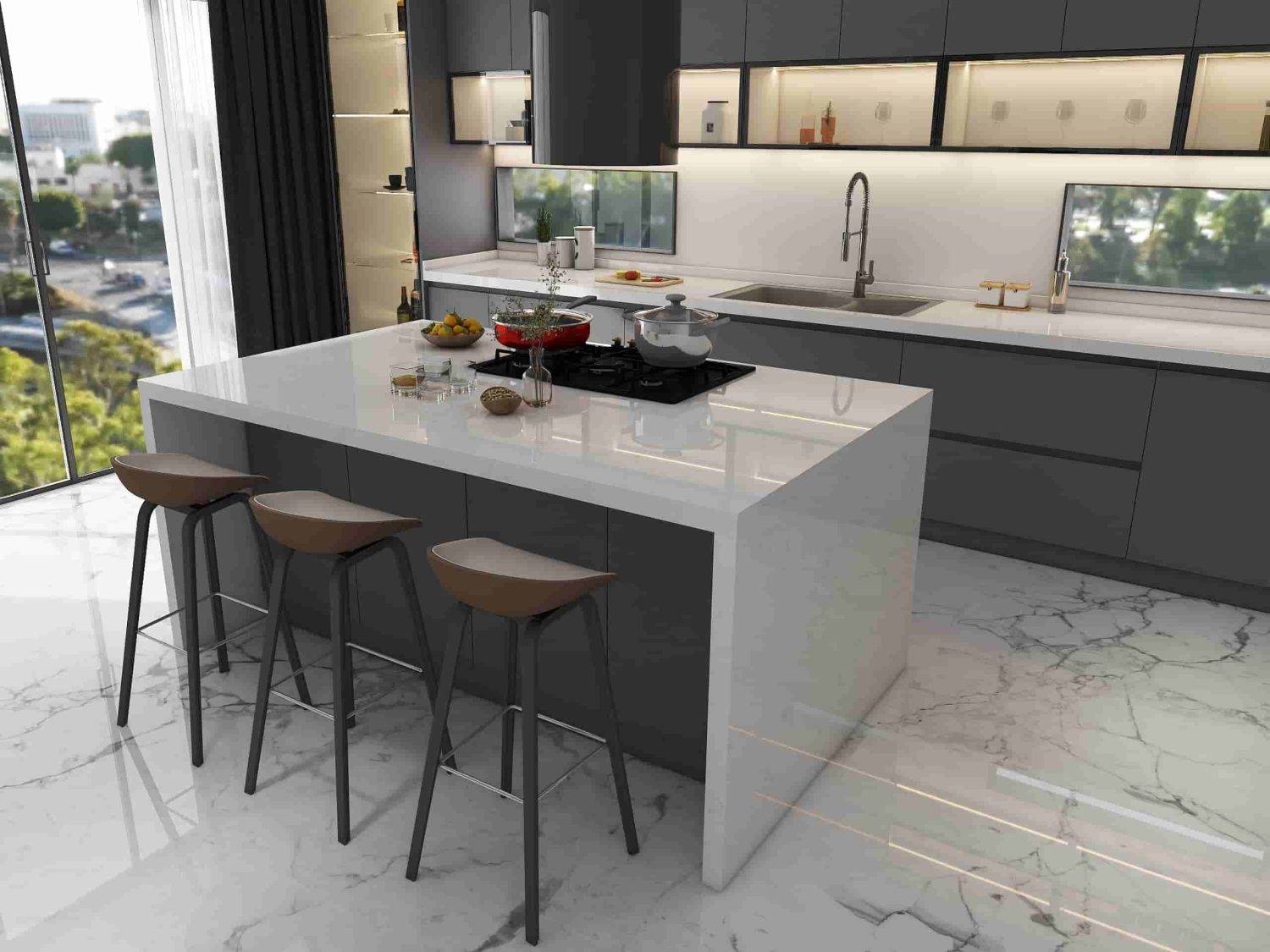 Sleek and Chic A Tour of a Modern Grey Kitchen with Smart Storage Solutions