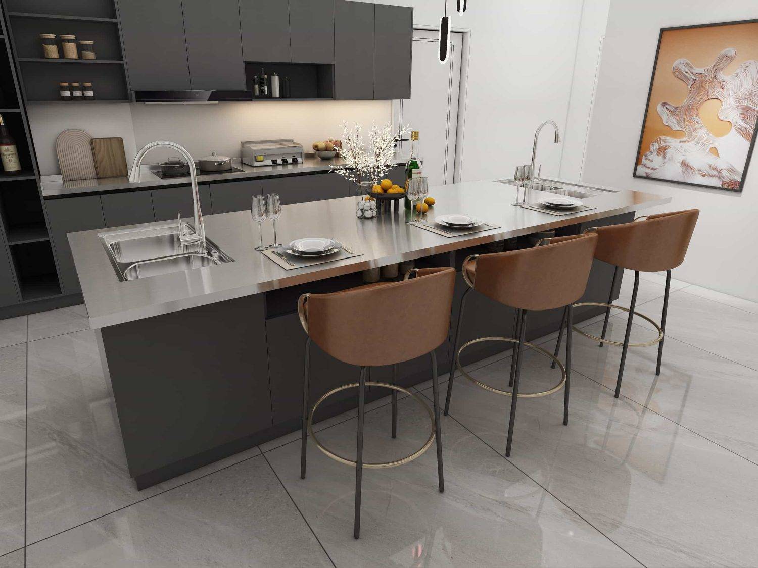 Sleek and Chic Modern Grey Particle board Kitchen Cabinets Transformation 2 Sleek and Chic Modern Grey Kitchen Cabinets Transformation