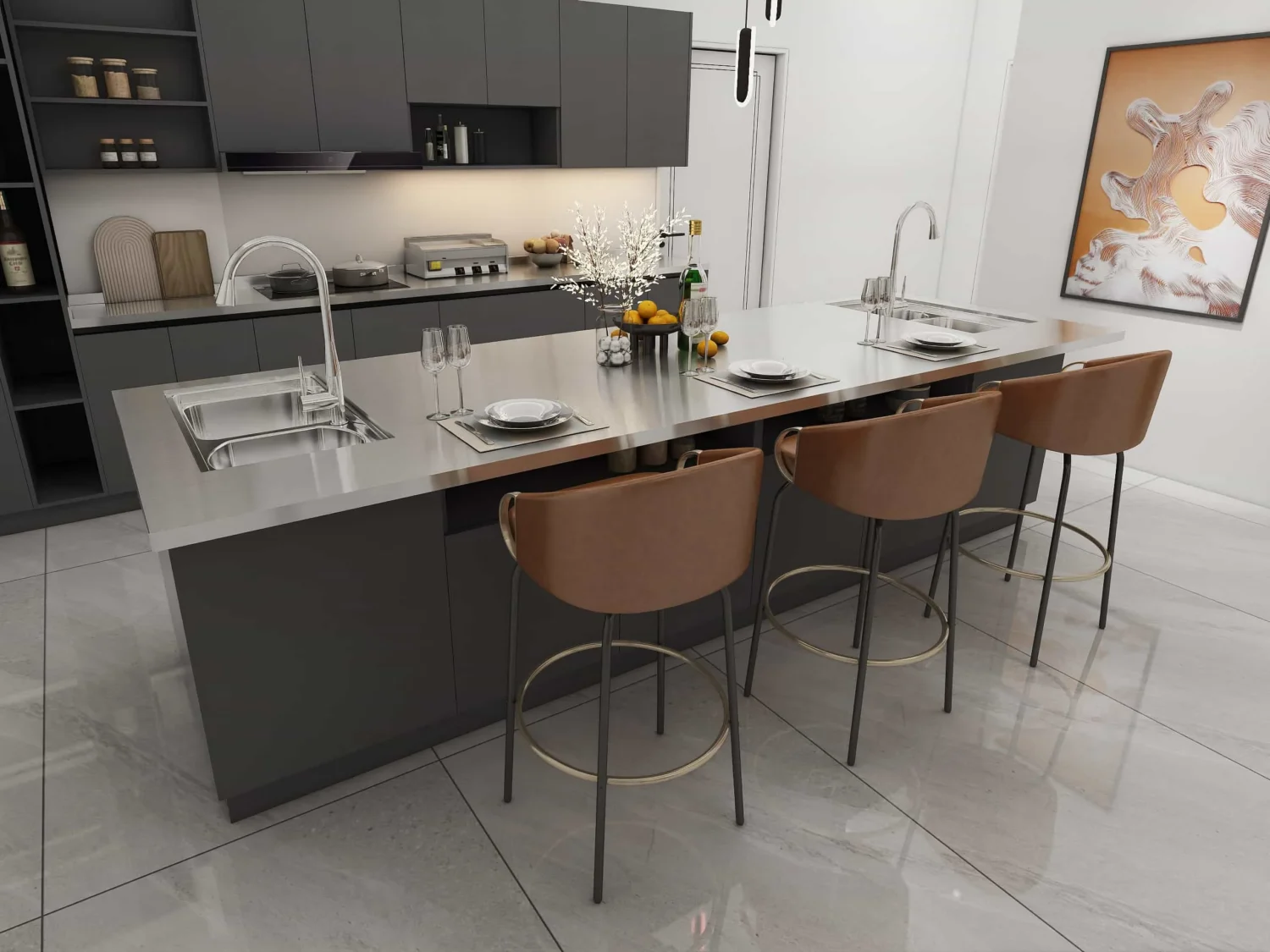 Sleek and Chic Modern Grey Kitchen Cabinets Transformation