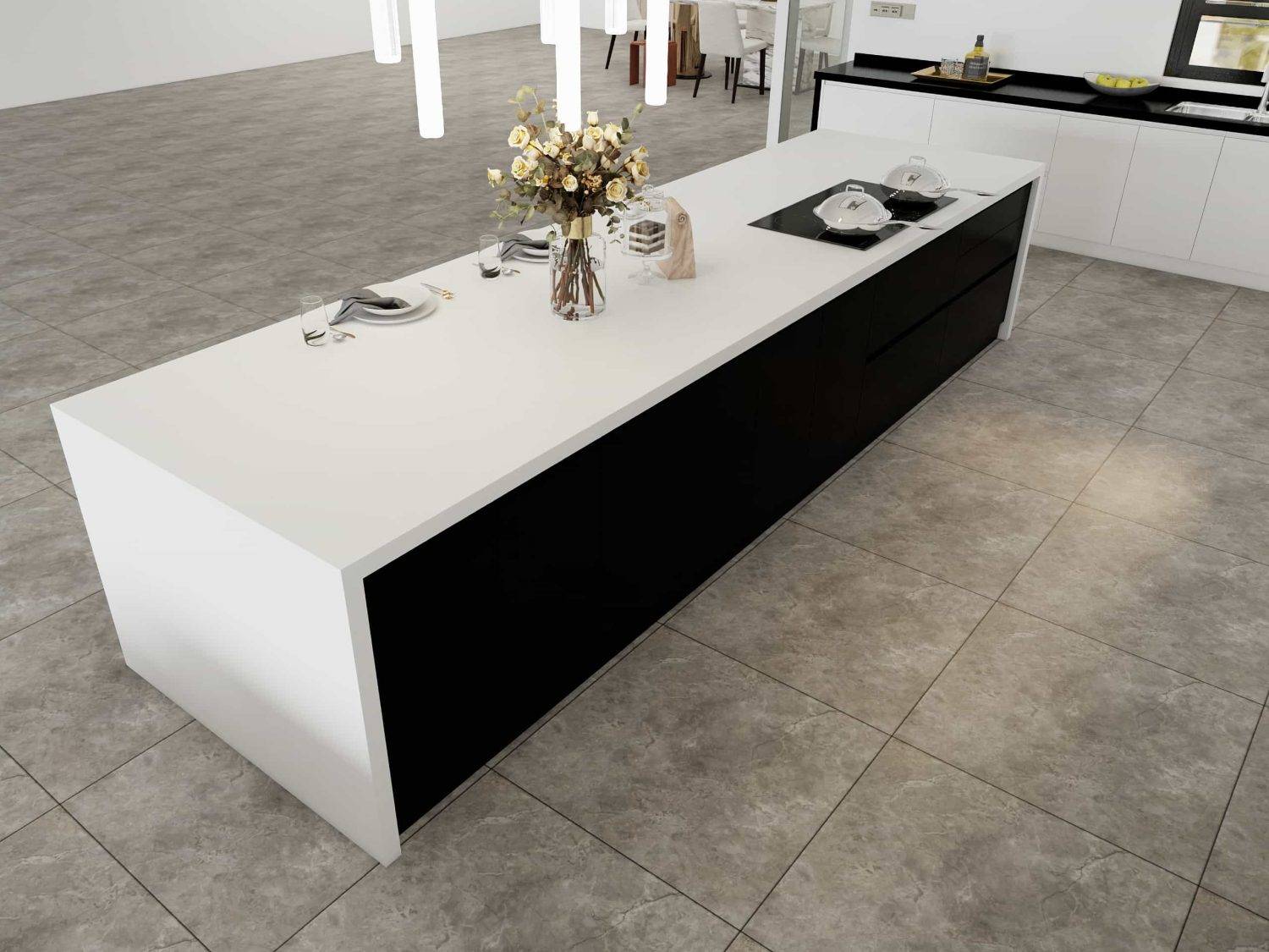 Two Tone Black and White Kitchen Cabinets
