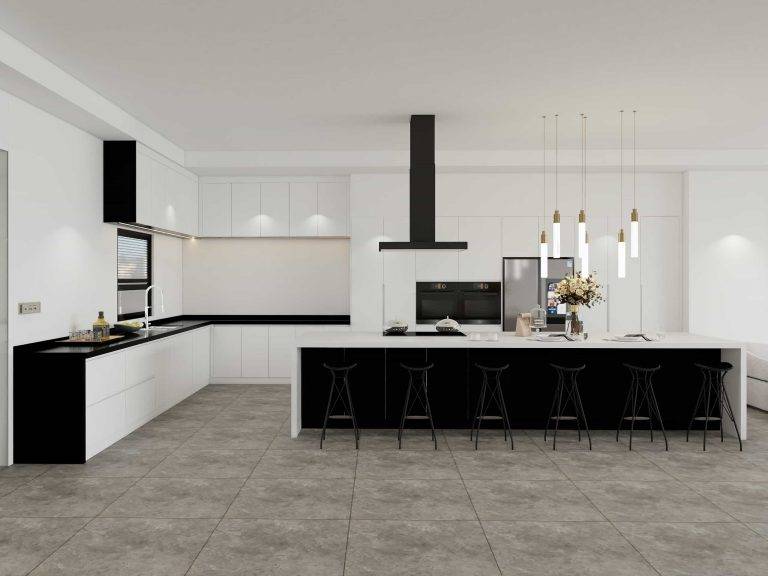Two Tone Black and White Kitchen Cabinets