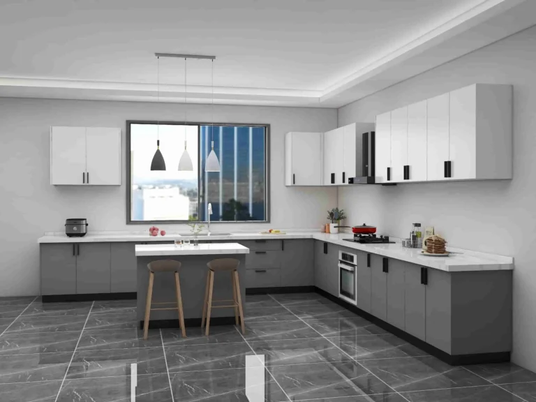 Two Tone Grey and White Kitchen Cabinets