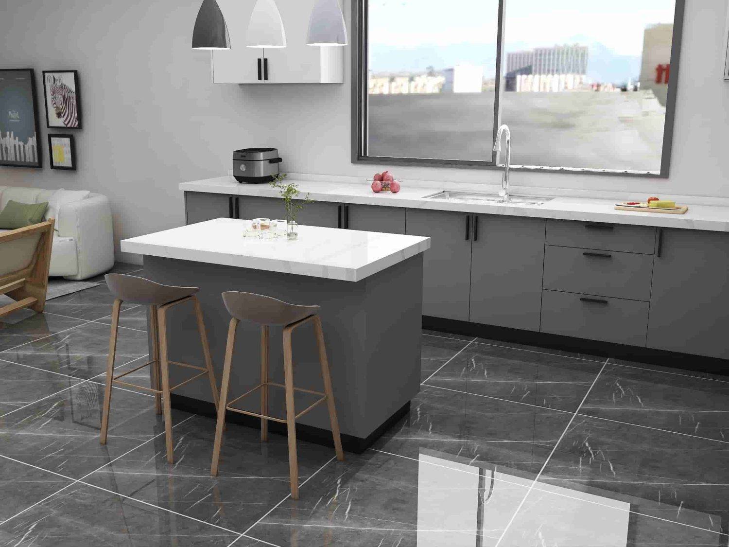 Two Tone Grey and White Kitchen Cabinets