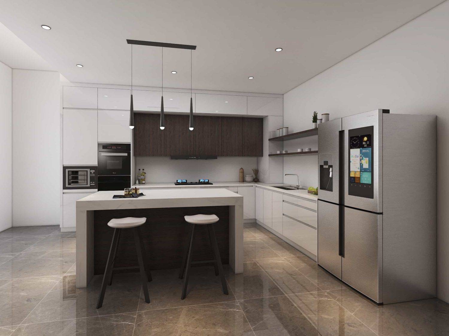 Two Tone Kitchen Cabinets Brown and White