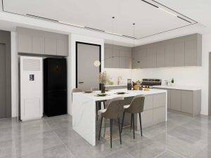modern grey kitchen cabinets