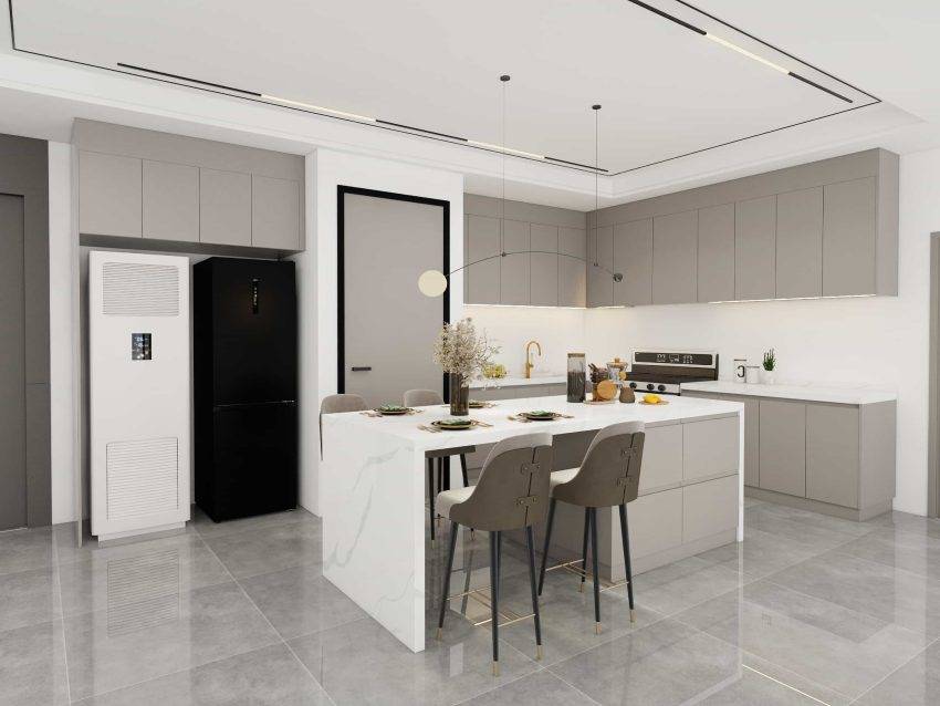 modern grey kitchen cabinets