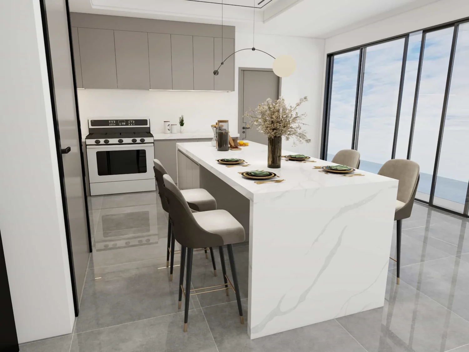 modern grey kitchen cabinets