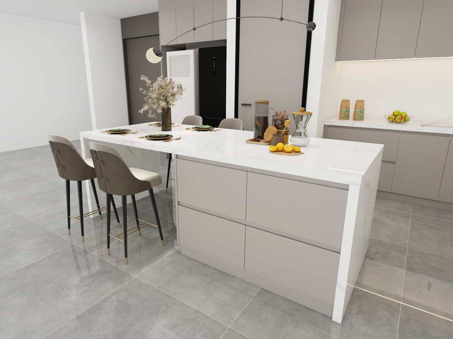 modern grey kitchen cabinets