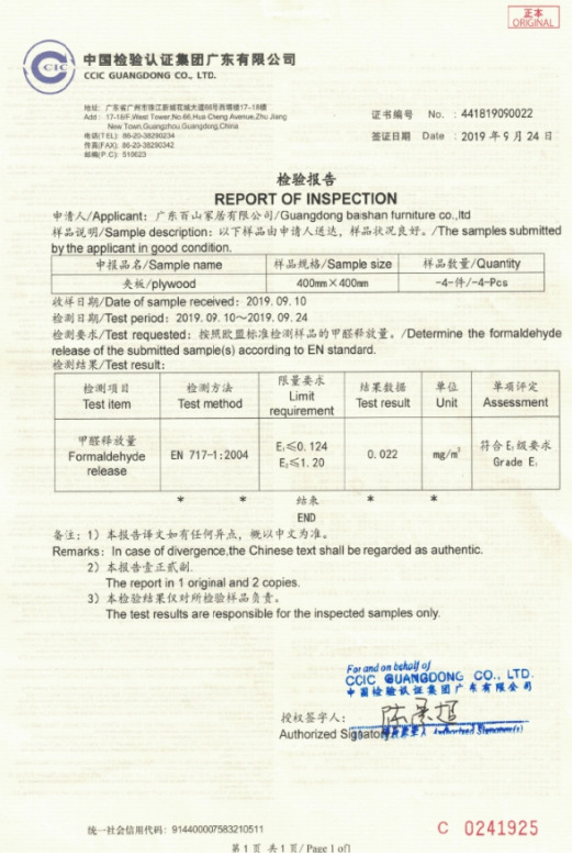 REPORT OF INSPECTION
