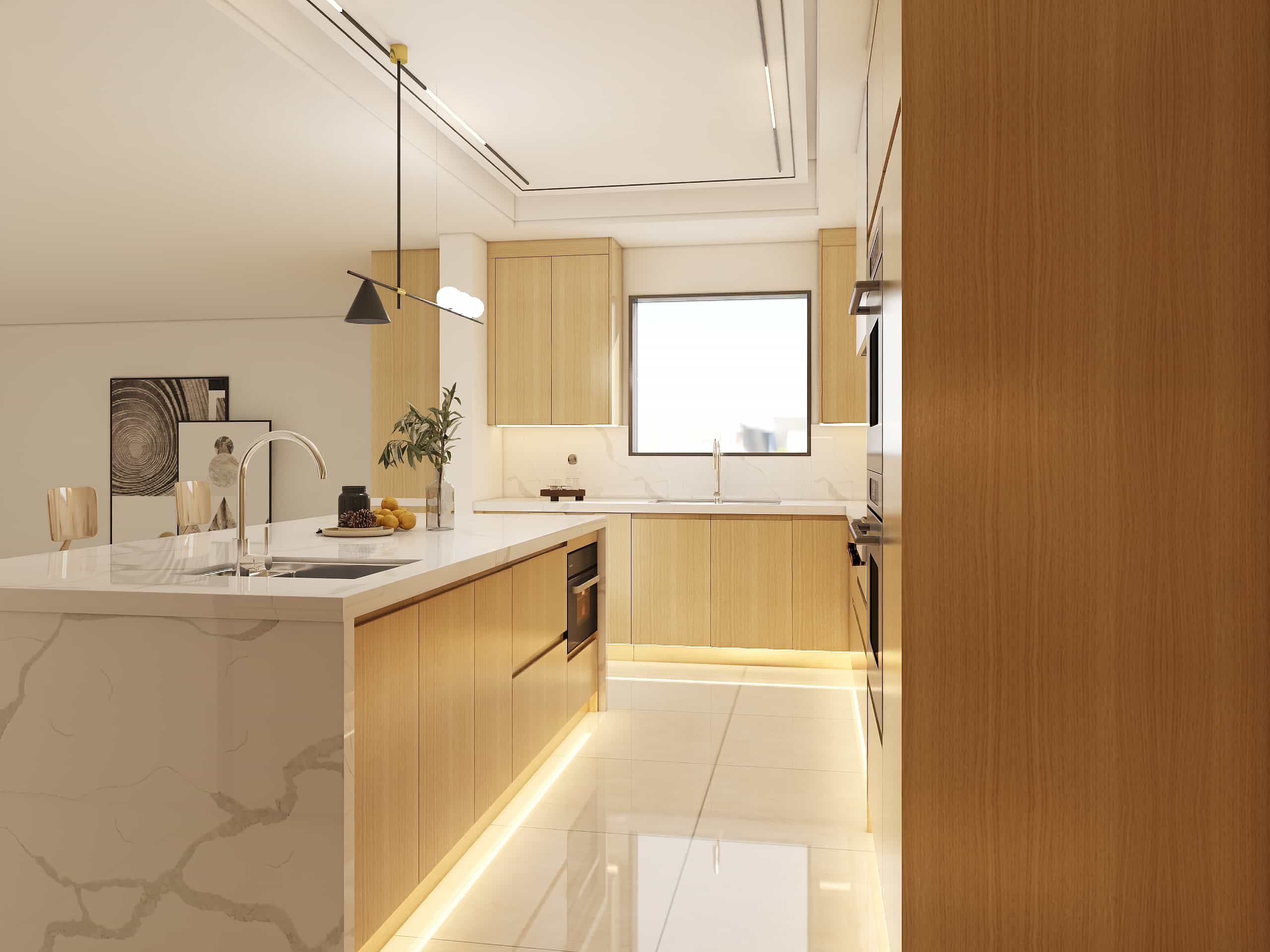 Sleek Modern Kitchen with Warm Wood Veneer Finishes 4 Sleek Modern Kitchen with Warm Wood Veneer Finishes