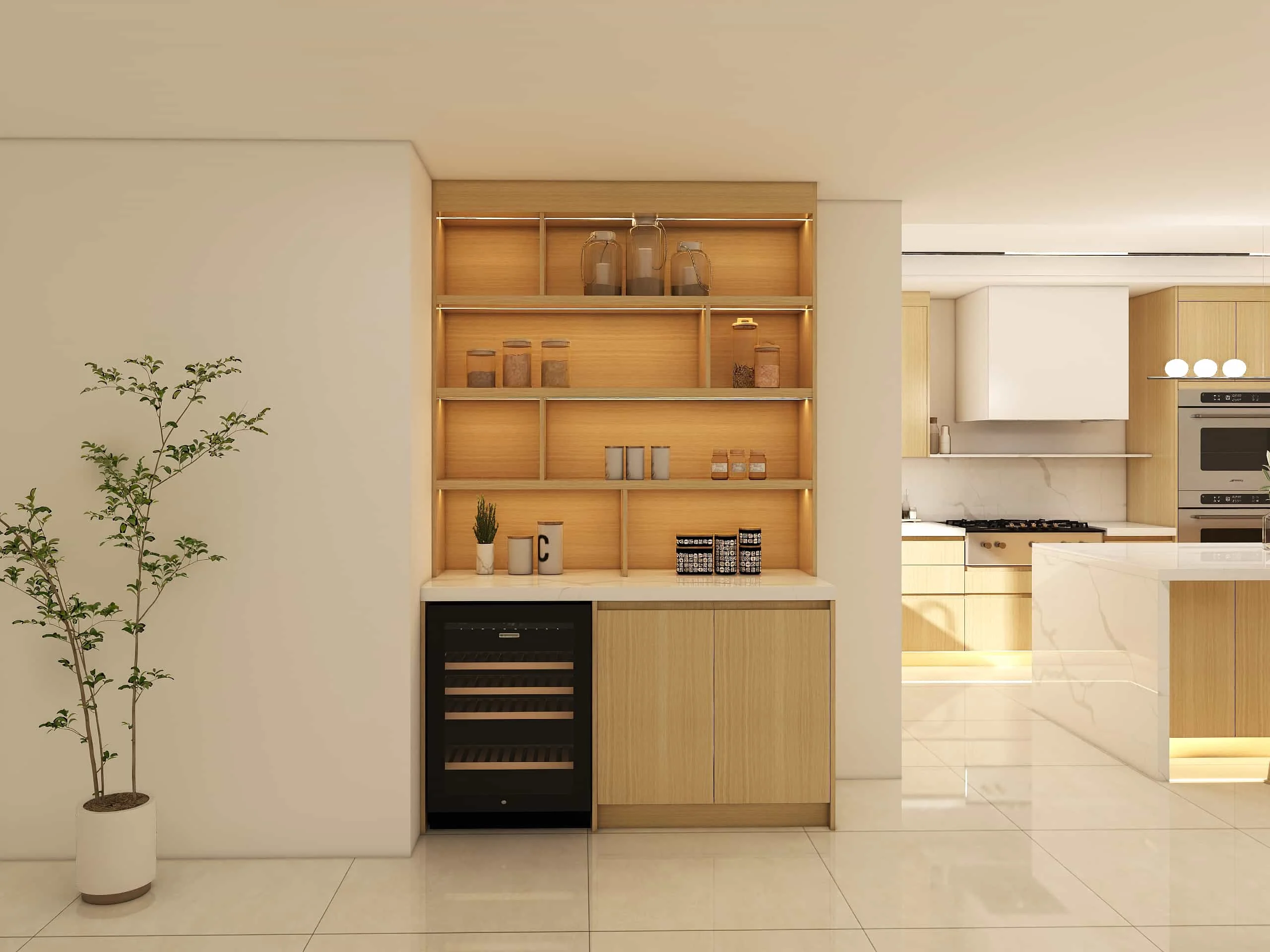 Sleek Modern Kitchen with Warm Wood Veneer Finishes 5 Sleek Modern Kitchen with Warm Wood Veneer Finishes