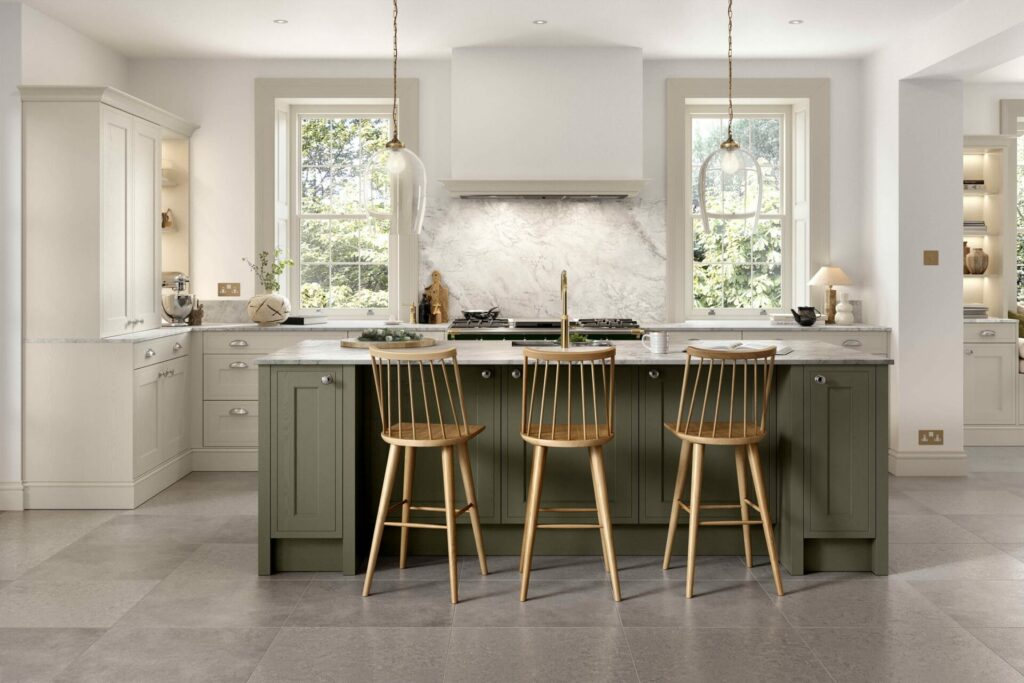 Elegant Green Kitchen Island