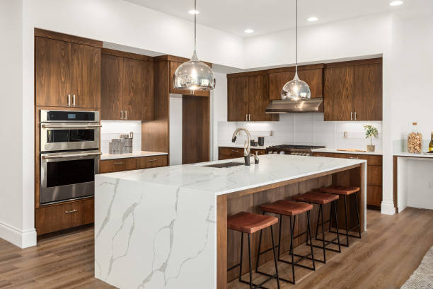 Modern Walnut Kitchen Island