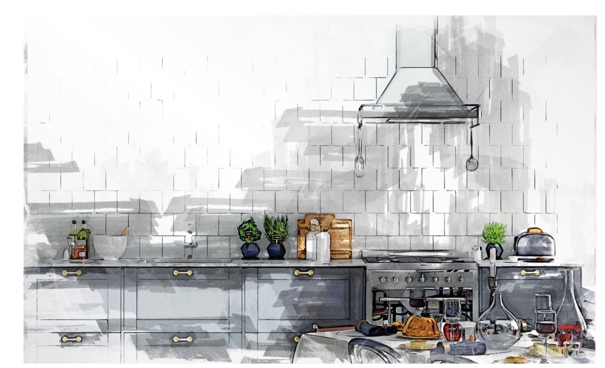 Drawing of kitchen cabinet