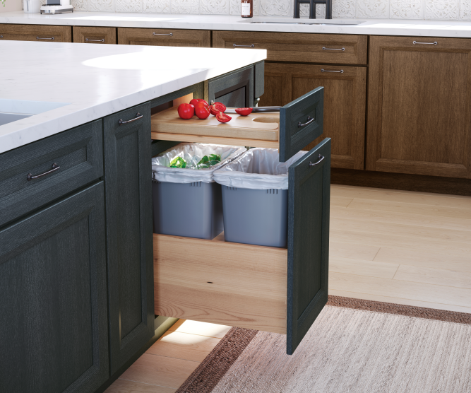 kitchen trash can cabinet integrated
