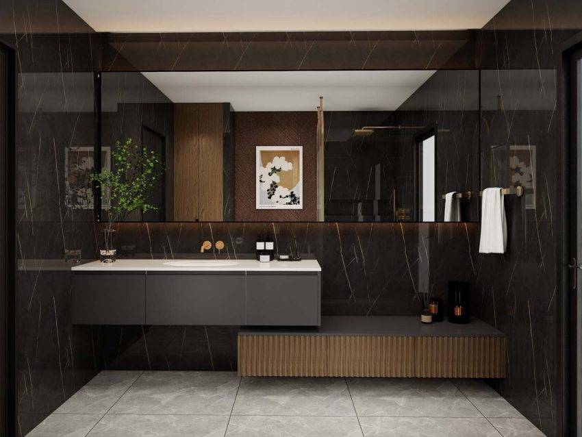Sleek Black Melamine Bathroom Cabinets in Modern Decor