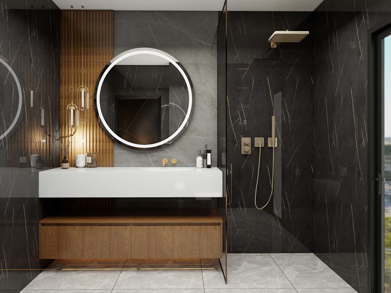 Sleek Black Melamine Bathroom Cabinets in Modern Decor
