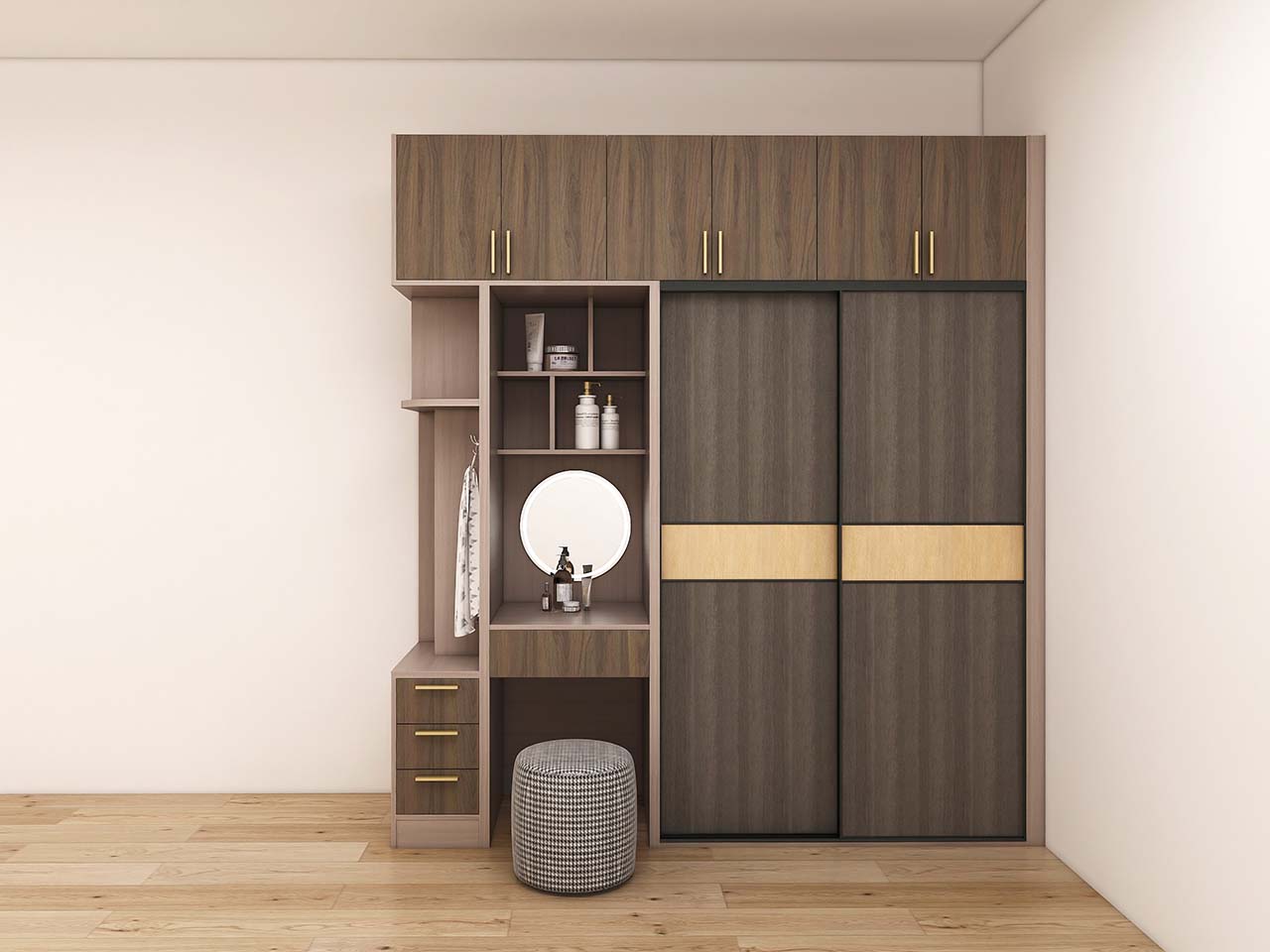 Black and Wood Two Tone Melamine Sliding Door Wardrobe