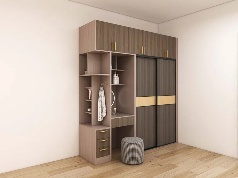 Black and Wood Two Tone Melamine Sliding Door Wardrobe