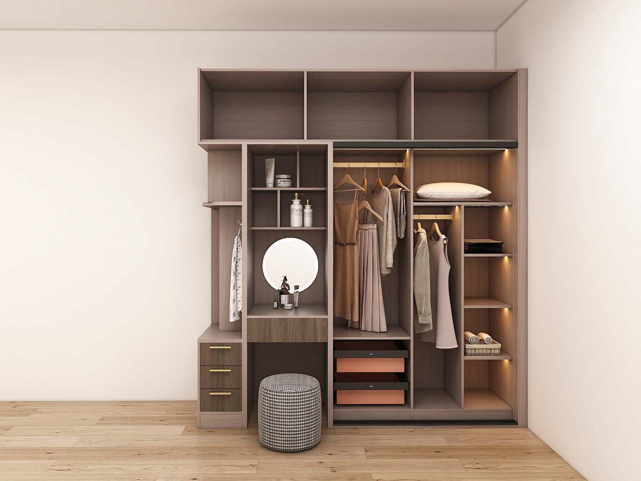 Black and Wood Two Tone Melamine Sliding Door Wardrobe