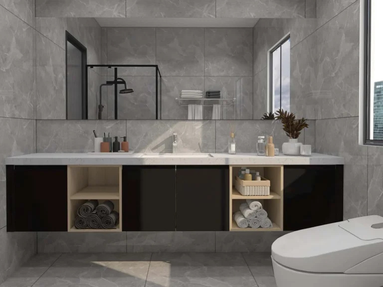 Black and Wood Two Tone Wood Bathroom Vanity