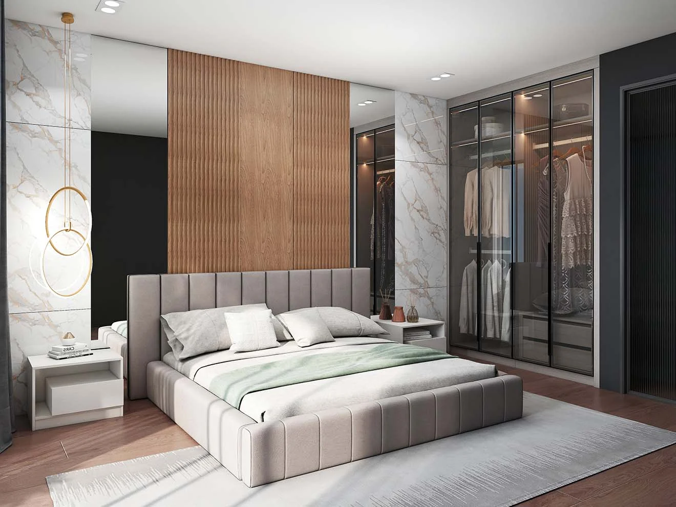 Black Melamine Modern Hinged Wardrobes with Glass Doors 1 Black Melamine Modern Hinged Wardrobes with Glass Doors