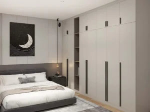 Elegant Modern White Bedroom with Melamine Hinged Wardrobes