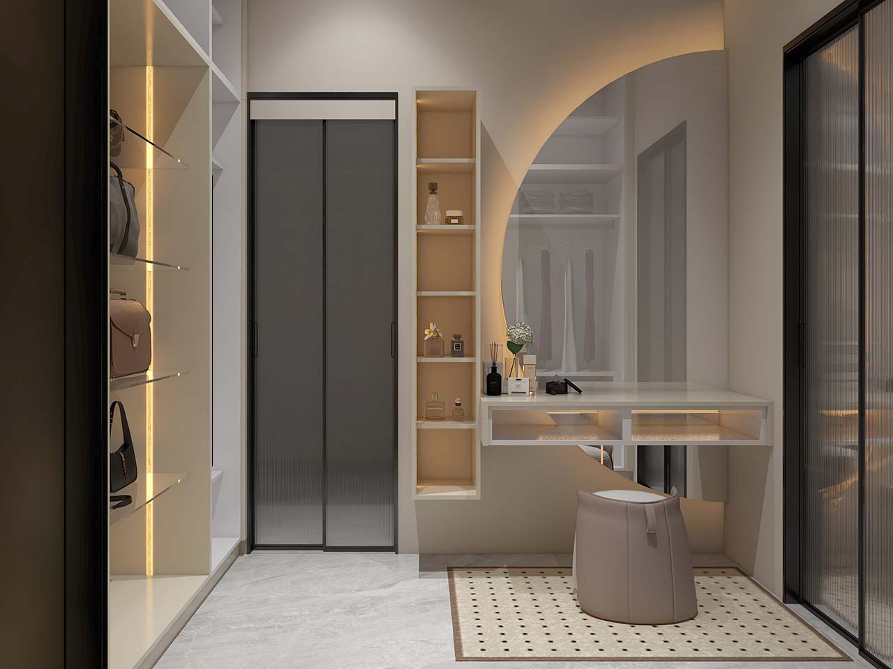 Elegant Modern White Walk In Closet