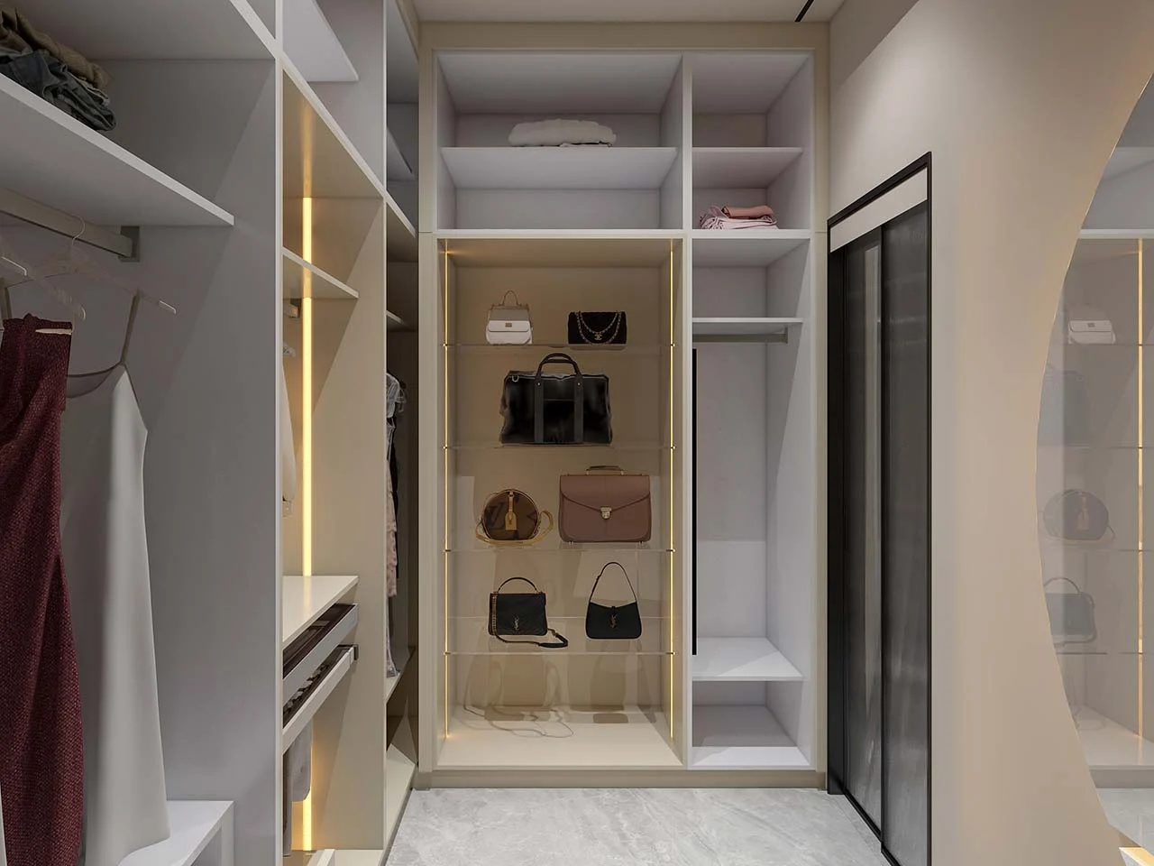 Elegant Modern White Walk In Closet 1 Elegant Modern White Walk In Closet