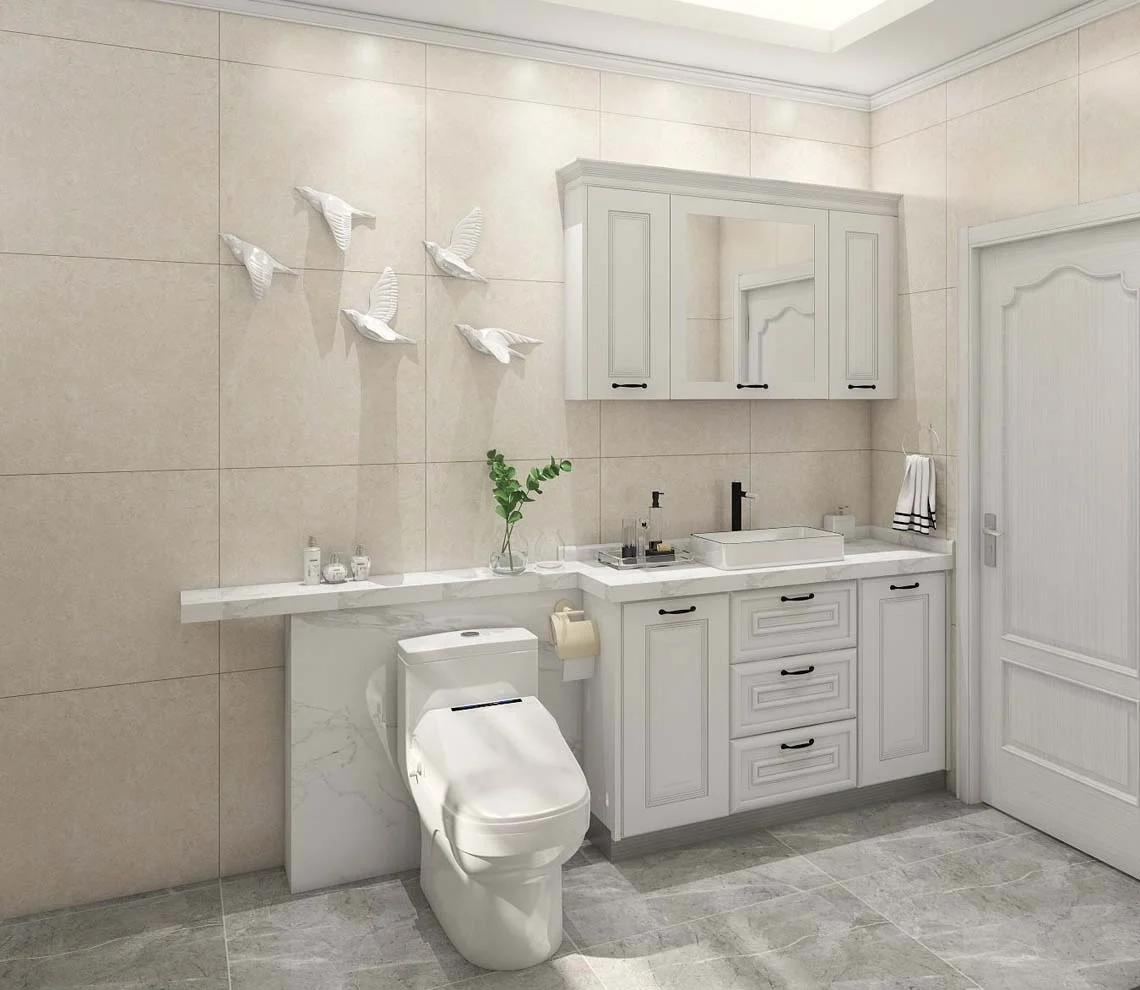 Elegant White PVC Bathroom Vanity