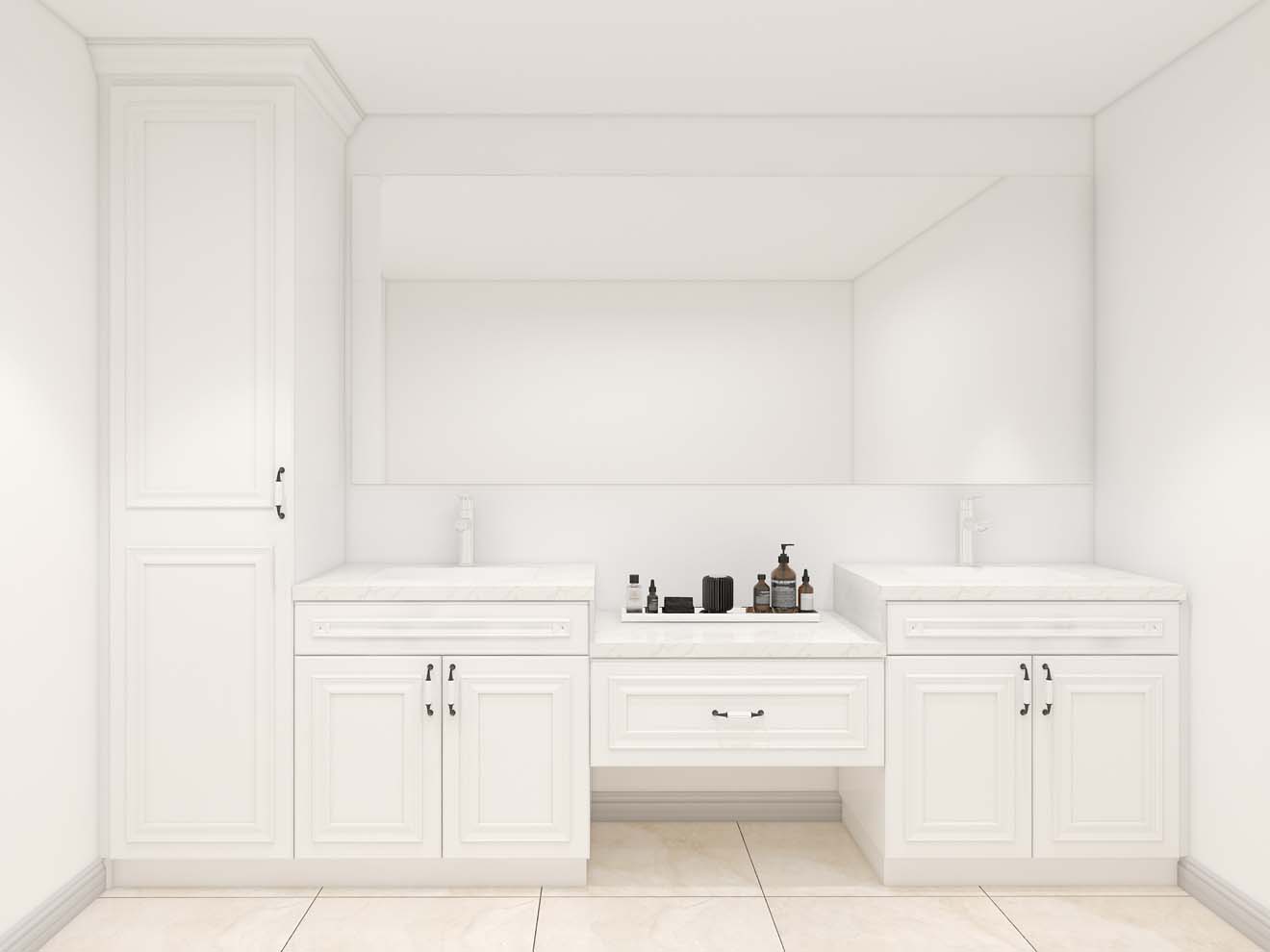Elegant White PVC Bathroom Vanity