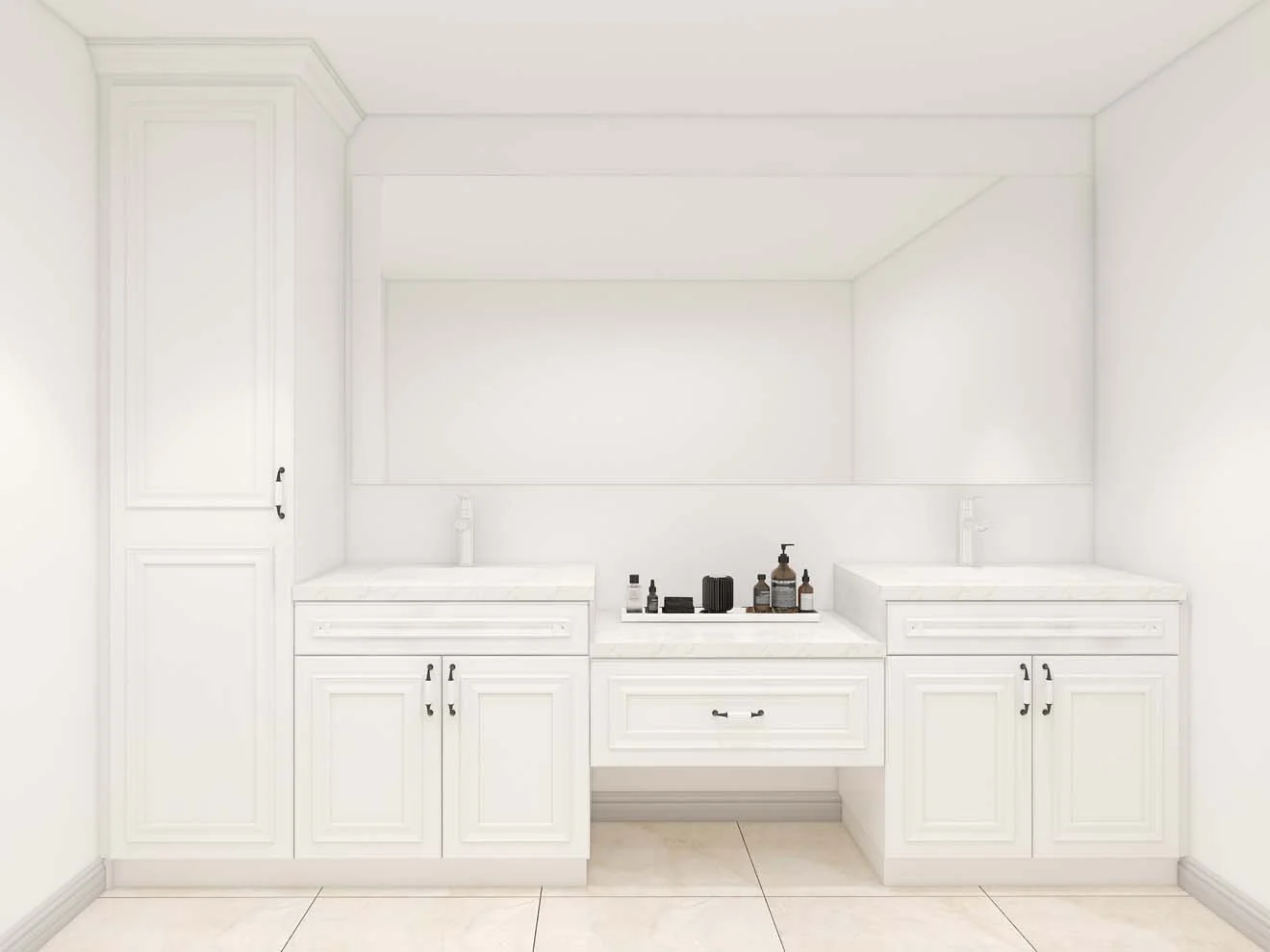 Elegante tocador de baño de PVC blanco