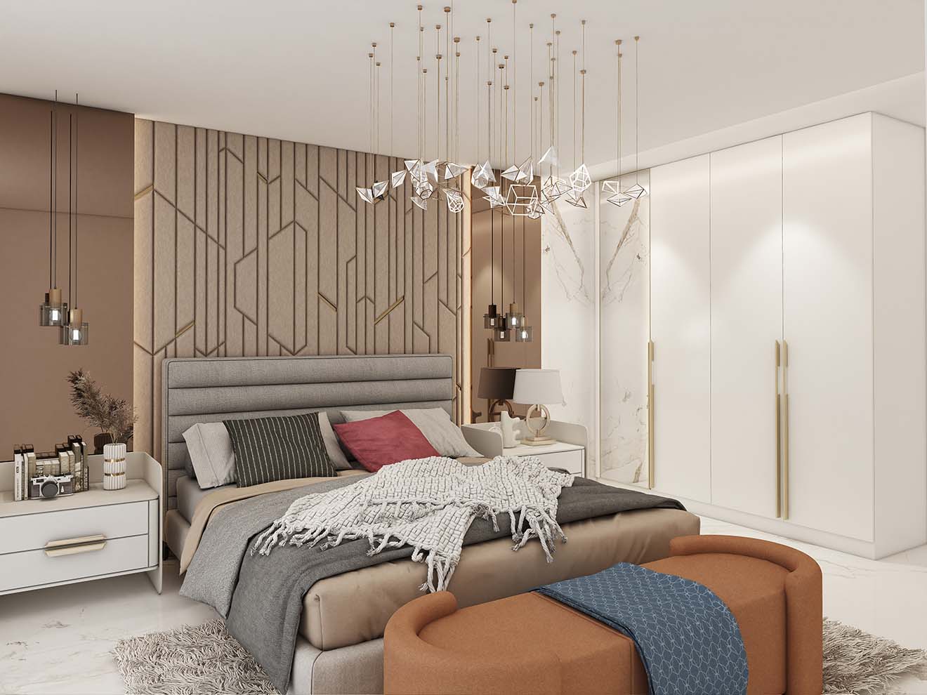 Gallery Modern White Lacquer Hinged Wardrobes