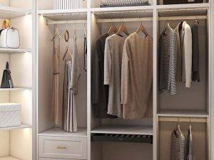 Minimalism White L-Shaped Walk In Closet