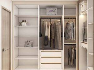 Minimalism Wood Modern L-Shaped Walk In Closet