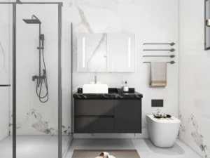 Modern Black Lacquer Plywood Bathroom Vanity