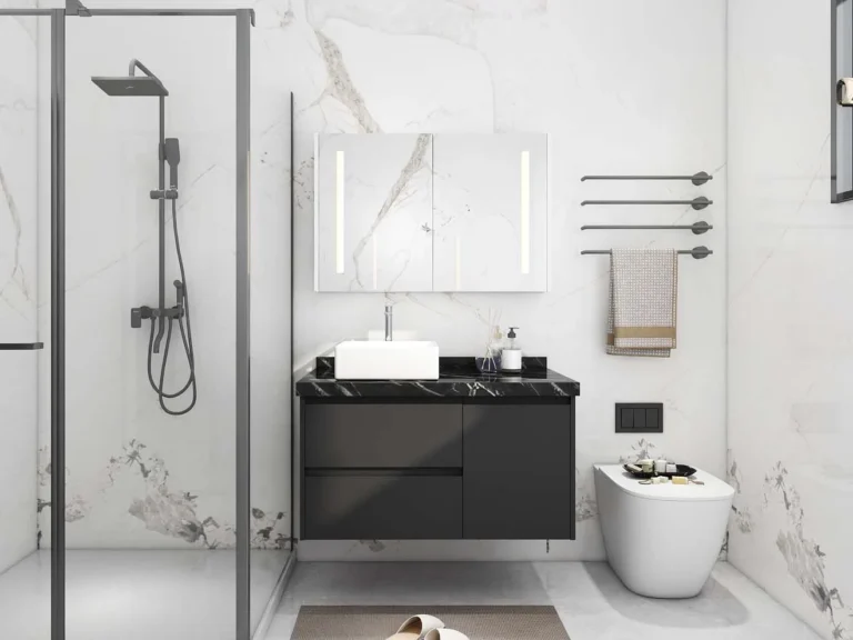 Modern Black Lacquer Plywood Bathroom Vanity